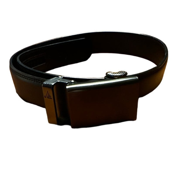 Mission Accessories - Mission Black Leather No-holes Belt with Gunmetal Hardware, Size M